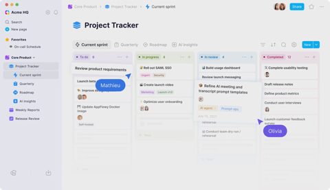 AppFlowy screenshot: Project tracker board