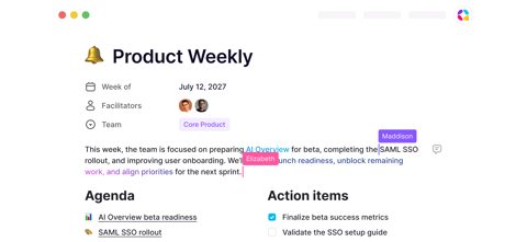 AppFlowy screenshot: Meeting notes document