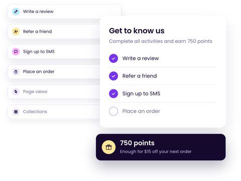 LoyaltyLion screenshot: Challenge activities and points widget