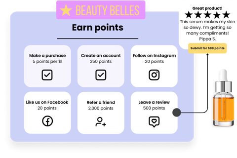 LoyaltyLion screenshot: Earn points activities