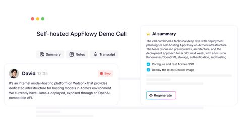 AppFlowy screenshot: AI summary of a meeting note