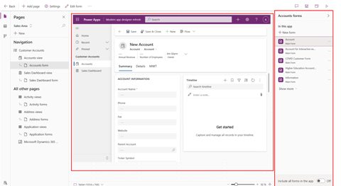 Microsoft Power Apps screenshot: Model-driven app designer
