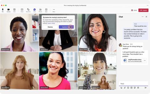 Microsoft Teams screenshot: Teams video meeting with chat