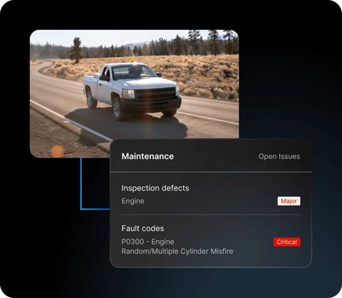 Motive screenshot: Maintenance open issues and fault codes