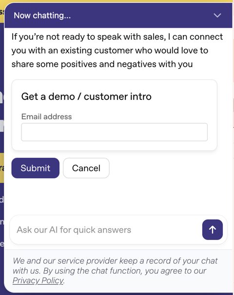 Olark screenshot: Website chat widget