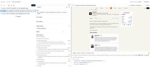 Momentic screenshot: Test editor with run results