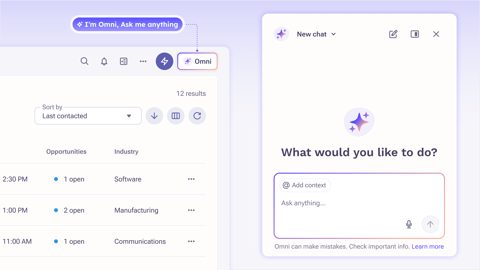 Outreach screenshot: Omni AI assistant chat panel