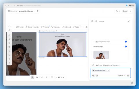 Air screenshot: Canvas editor with AI chat panel