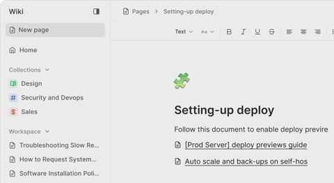 Plane screenshot: Wiki page editor