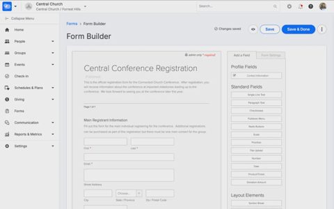 Pushpay screenshot: Form builder
