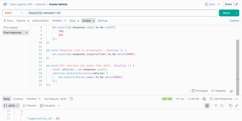 Postman screenshot: Inspecting an API response