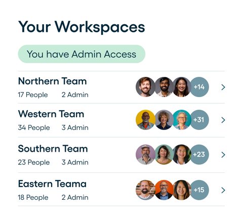 Proposify screenshot: Team workspaces list