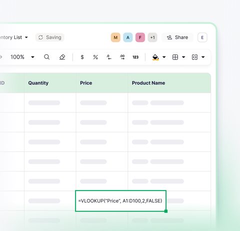 Proton Drive screenshot: Spreadsheet editor