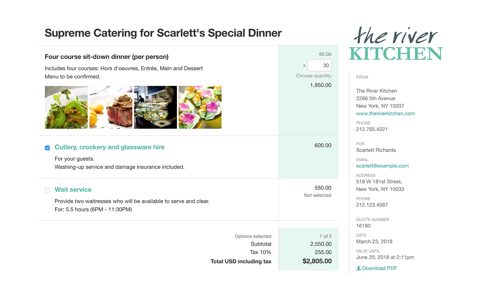 Quotient screenshot: Customer-facing quote page