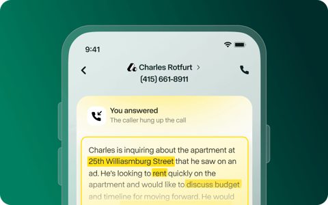 Allo screenshot: Mobile call summary and transcript