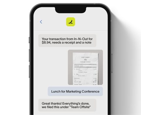 Ramp screenshot: Mobile receipt request by text