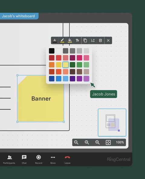 RingCentral screenshot: Shared whiteboard in a meeting