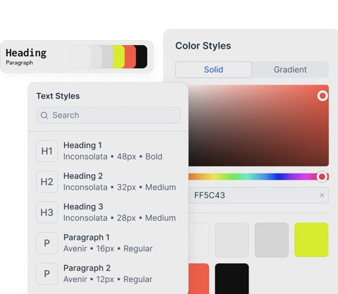 Replo screenshot: Text and color style settings