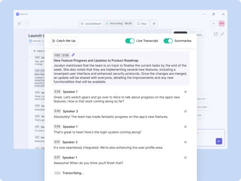 Read AI screenshot: Desktop app live transcript