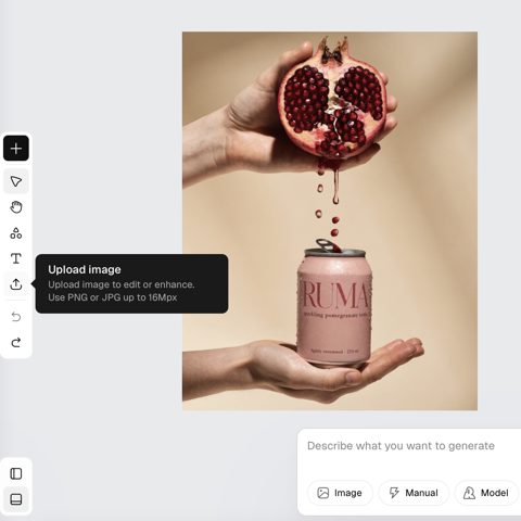 Recraft screenshot: Editor with upload image tool