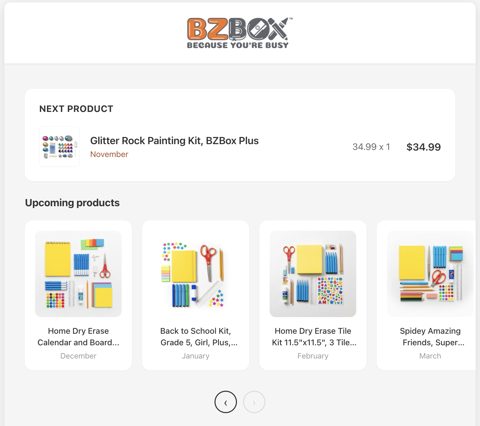 Recurpay screenshot: Customer portal upcoming orders
