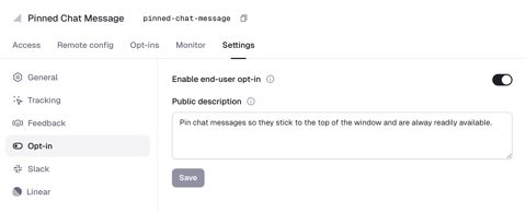 Reflag screenshot: Flag opt-in settings