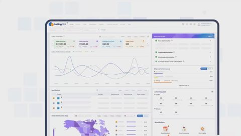 SellingPilot screenshot: Sales dashboard with orders chart and map