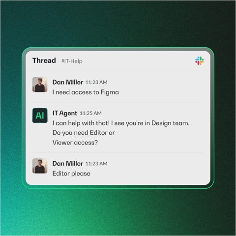 Siit screenshot: Slack thread with IT agent