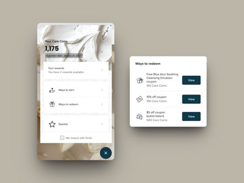 Smile.io screenshot: Rewards panel on a storefront