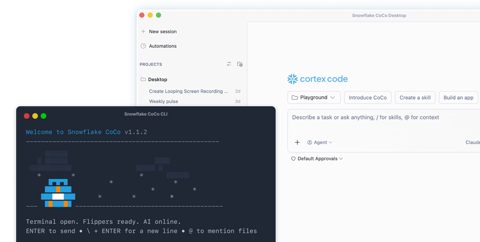 Snowflake screenshot: Cortex Code desktop app and CLI