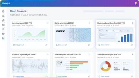 Stampli screenshot: Deep Finance report dashboard