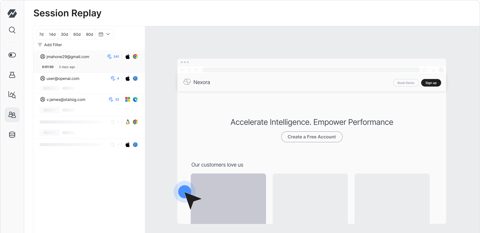 Statsig screenshot: Session replay list and viewer