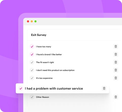 Stay AI screenshot: Exit survey reasons editor