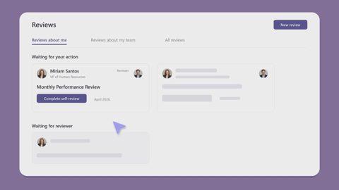 Teamflect screenshot: Performance reviews queue