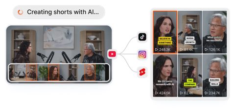 Submagic screenshot: AI-generated short clips from a long video