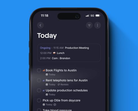 Superlist screenshot: Mobile Today view with tasks