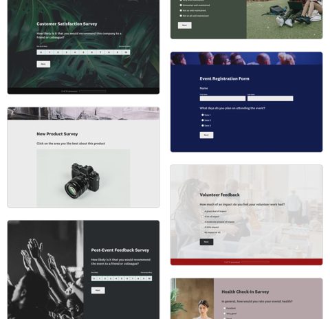 SurveyMonkey screenshot: Survey template gallery