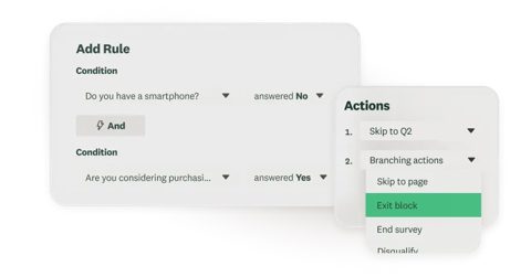 SurveyMonkey screenshot: Survey branching rule builder