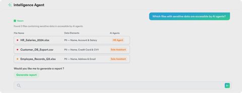 Veeam screenshot: Intelligence agent chat for data questions