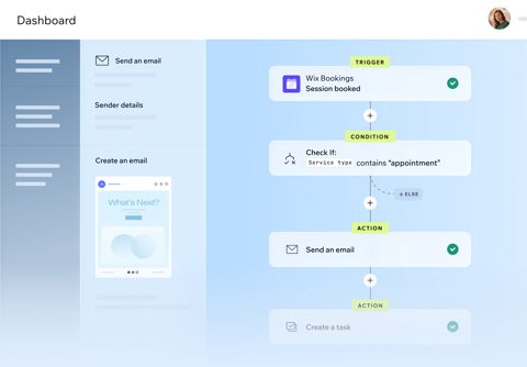 Wix screenshot: Automation workflow builder