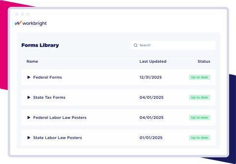 WorkBright screenshot: Forms library with status per form