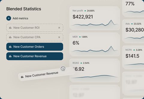 Triple Whale screenshot: Blended statistics dashboard