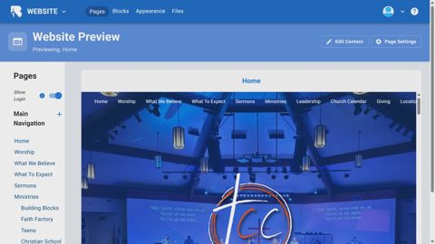 B1 Church screenshot: Website builder preview