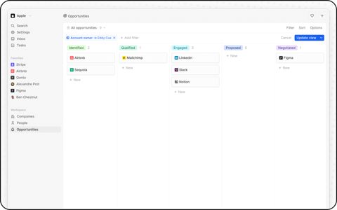 Twenty screenshot: Opportunities kanban board