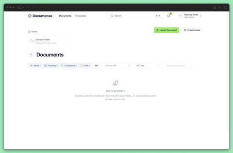 Documenso screenshot: Documents dashboard