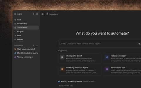 Basedash screenshot: Automations home