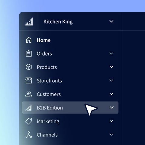 BigCommerce screenshot: Control panel navigation with B2B Edition