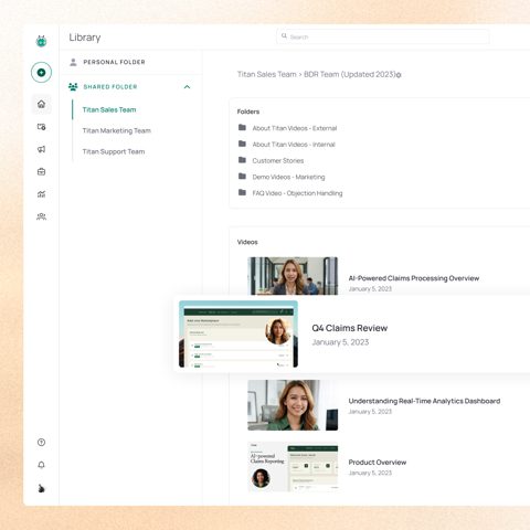 Vidyard screenshot: Video library with shared folders
