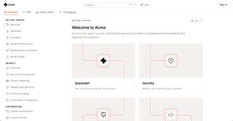 GitBook screenshot: Published documentation site