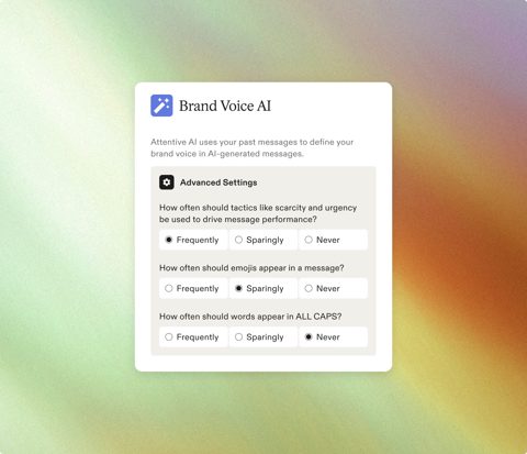 Attentive screenshot: Brand Voice AI settings